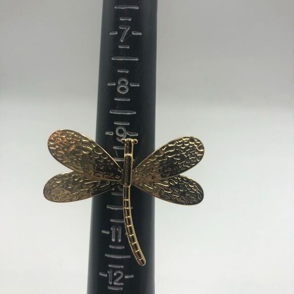 18K Gold Plated Women's Dragonfly Statement Finger Ring Insect Nature Inspired - Picture 8 of 11